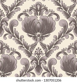 Vector damask seamless pattern element. Classical luxury old fashioned damask ornament, royal victorian seamless texture for wallpapers, textile, wrapping. Exquisite floral baroque template