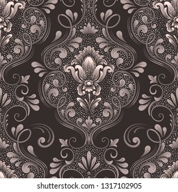 Vector damask seamless pattern element. Classical luxury old fashioned damask ornament, royal victorian seamless texture for wallpapers, textile, wrapping. Exquisite floral baroque template