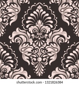 Vector damask seamless pattern element. Classical luxury old fashioned damask ornament, royal victorian seamless texture for wallpapers, textile, wrapping. Exquisite floral baroque template