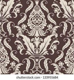 Vector damask seamless pattern element. Classical luxury old fashioned damask ornament, royal victorian seamless texture for wallpapers, textile, wrapping. Exquisite floral baroque template.