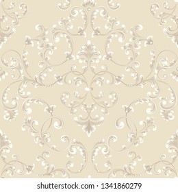 Vector damask seamless pattern element. Classical luxury old fashioned damask ornament, royal victorian seamless texture for wallpapers, textile, wrapping. Exquisite floral baroque template