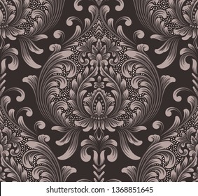 Vector damask seamless pattern element. Classical luxury old fashioned damask ornament, royal victorian seamless texture for wallpapers, textile, wrapping. Exquisite floral baroque template