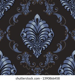 Vector damask seamless pattern element. Classical luxury old fashioned damask ornament, royal victorian seamless texture for wallpapers, textile, wrapping. Exquisite floral baroque template