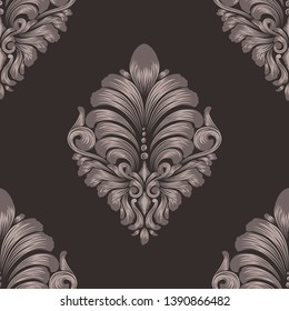 Vector damask seamless pattern element. Classical luxury old fashioned damask ornament, royal victorian seamless texture for wallpapers, textile, wrapping. Exquisite floral baroque template