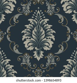 Vector damask seamless pattern element. Classical luxury old fashioned damask ornament, royal victorian seamless texture for wallpapers, textile, wrapping. Exquisite floral baroque template.