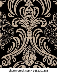 Vector damask seamless pattern element. Classical luxury old fashioned damask ornament, royal victorian seamless texture for wallpapers, textile, wrapping. Exquisite floral baroque template.
