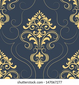 Vector damask seamless pattern element. Elegant luxury texture for wallpapers, backgrounds and page fill.