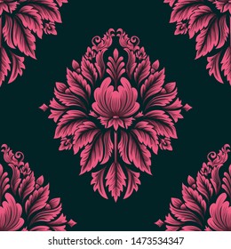 Vector damask seamless pattern element. Classical luxury old fashioned damask ornament, royal victorian seamless texture for wallpapers, textile, wrapping. Exquisite floral baroque template.