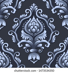 Vector damask seamless pattern element. Classical luxury old fashioned damask ornament, royal victorian seamless texture for wallpapers, textile, wrapping. Exquisite floral baroque template.