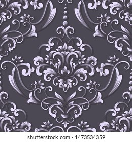 Vector damask seamless pattern element. Classical luxury old fashioned damask ornament, royal victorian seamless texture for wallpapers, textile, wrapping. Exquisite floral baroque template.