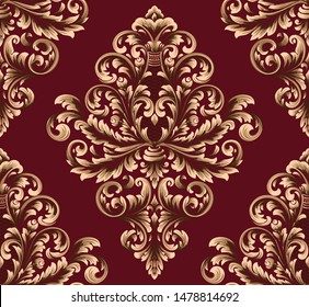 Vector damask seamless pattern element. Classical luxury old fashioned damask ornament, royal victorian seamless texture for wallpapers, textile, wrapping. Exquisite floral baroque template.