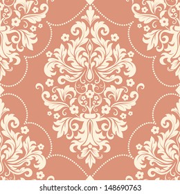 Vector damask seamless pattern element. Elegant luxury texture for wallpapers, backgrounds and page fill.
