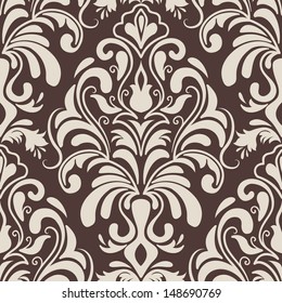 Vector damask seamless pattern element. Elegant luxury texture for wallpapers, backgrounds and page fill.