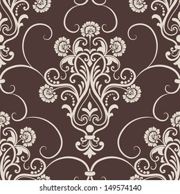 Vector damask seamless pattern element. Elegant luxury texture for wallpapers, backgrounds and page fill.