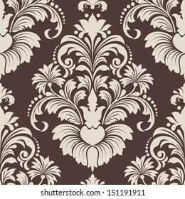 Vector damask seamless pattern element. Elegant luxury texture for wallpapers, backgrounds and page fill.