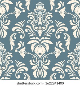 Vector damask seamless pattern element. Classical luxury old fashioned damask ornament, royal victorian seamless texture for wallpapers, textile, wrapping. Exquisite floral baroque template.