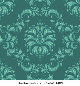 Vector damask seamless pattern element. Elegant luxury texture for wallpapers, backgrounds and page fill.
