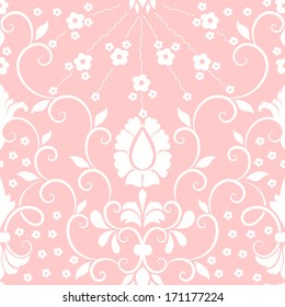 Vector damask seamless pattern element. Elegant luxury texture for wallpapers, backgrounds and page fill.