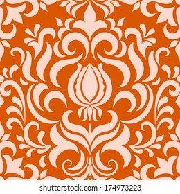 Vector damask seamless pattern element. Elegant luxury texture for wallpapers, backgrounds and page fill.