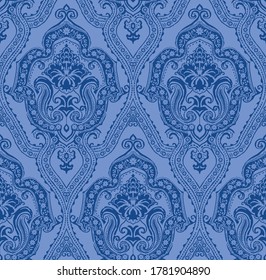 Image vectorielle élément motif harmonieux damassé. Luxe classique, ornement damassé classique, texture royale victorienne harmonieuse pour papiers peints, textile, enveloppement. Exquis modèle baroque floral.