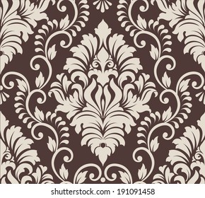 Vector damask seamless pattern element. Elegant luxury texture for wallpapers, backgrounds and page fill.