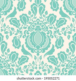 Vector damask seamless pattern element. Elegant luxury texture for wallpapers, backgrounds and page fill.