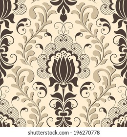 Vector damask seamless pattern element. Elegant luxury texture for wallpapers, backgrounds and page fill.