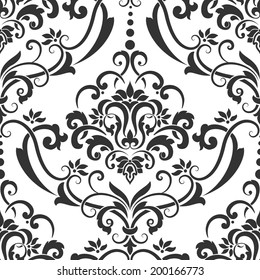 Vector damask seamless pattern element. Elegant luxury texture for wallpapers, backgrounds and page fill.