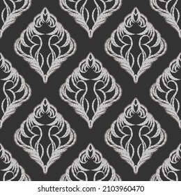 Vector damask seamless pattern element. Classical luxury old fashioned damask ornament, royal victorian seamless texture for wallpapers, textile, wrapping. Floral baroque template