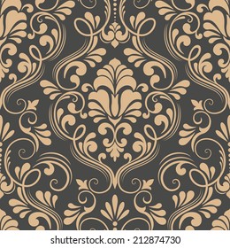 Vector damask seamless pattern element. Elegant luxury texture for wallpapers, backgrounds and page fill.