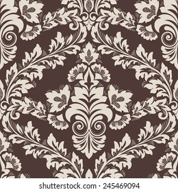 Vector damask seamless pattern element. Elegant luxury texture for wallpapers, backgrounds and page fill.