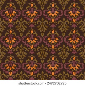 Vector damask seamless pattern element. Classical luxury old fashioned damask ornament, royal victorian seamless texture for wallpapers, textile, wrapping. Exquisite floral baroque template.