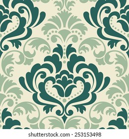 Vector damask seamless pattern element. Elegant luxury texture for wallpapers, backgrounds and page fill.