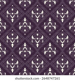 Vector damask seamless pattern element. Classical luxury old fashioned damask ornament, royal victorian seamless texture for wallpapers, textile, wrapping. Exquisite floral baroque template.
