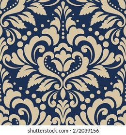 Vector damask seamless pattern element. Elegant luxury texture for wallpapers, backgrounds and page fill.