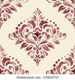 Vector damask seamless pattern element with abstract colored triangles. Elegant luxury texture for wallpapers, backgrounds and page fill.