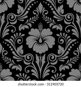 Vector damask seamless pattern element. Classical luxury old fashioned damask ornament, royal victorian seamless texture for wallpapers, textile, wrapping. Exquisite floral baroque template.