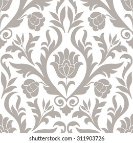 Vector damask seamless pattern element. Classical luxury old fashioned damask ornament, royal victorian seamless texture for wallpapers, textile, wrapping. Exquisite floral baroque template.