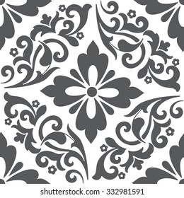 Vector damask seamless pattern element. Classical luxury old fashioned damask ornament, royal victorian seamless texture for wallpapers, textile, wrapping. Exquisite floral baroque template.