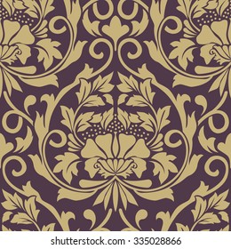 Vector Damask Seamless Pattern Element. Classical Luxury Old Fashioned Damask Ornament, Royal Victorian Seamless Texture For Wallpapers, Textile, Wrapping. Exquisite Floral Baroque Template.