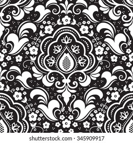 Vector damask seamless pattern element. Classical luxury old fashioned damask ornament, royal victorian seamless texture for wallpapers, textile, wrapping. Exquisite floral baroque template.