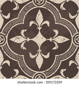 Vector damask seamless pattern element. Grunge style with scratches and dust. Elegant luxury texture for wallpapers, backgrounds and page fill.