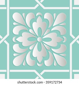 Vector damask seamless pattern element. Elegant luxury texture for wallpapers, backgrounds and page fill. 3D elements with shadows and highlights. Paper cut.