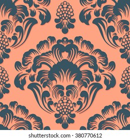 Vector damask seamless pattern element. Classical luxury old fashioned damask ornament, royal victorian seamless texture for wallpapers, textile, wrapping. Exquisite floral baroque template.