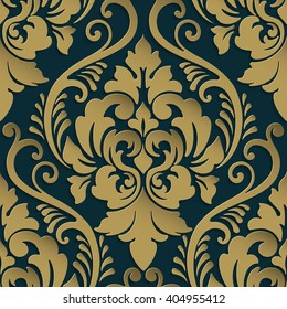 Vector damask seamless pattern element. Classical luxury old fashioned damask ornament, royal Victorian seamless texture for wallpapers, textile, wrapping. Exquisite floral baroque template.