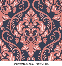 Vector damask seamless pattern element. Classical luxury old fashioned damask ornament, royal victorian seamless texture for wallpapers, textile, wrapping. Exquisite floral baroque template.