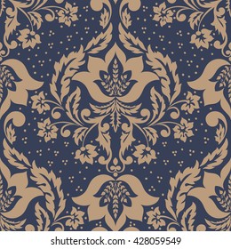 Vector damask seamless pattern element. Classical luxury old fashioned damask ornament, royal victorian seamless texture for wallpapers, textile, wrapping. Exquisite floral baroque template.