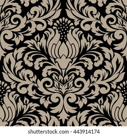 Vector damask seamless pattern element. Classical luxury old fashioned damask ornament, royal victorian seamless texture for wallpapers, textile, wrapping. Exquisite floral baroque template.