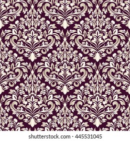 Vector damask seamless pattern element. Classical luxury old fashioned damask ornament, royal victorian seamless texture for wallpapers, textile, wrapping. Exquisite floral baroque template.