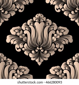 Vector damask seamless pattern element. Elegant luxury texture for wallpapers, backgrounds and page fill. 3D elements with shadows and highlights. Paper cut.